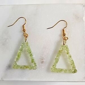 Hollow Triangle Geometric Peridot Earrings